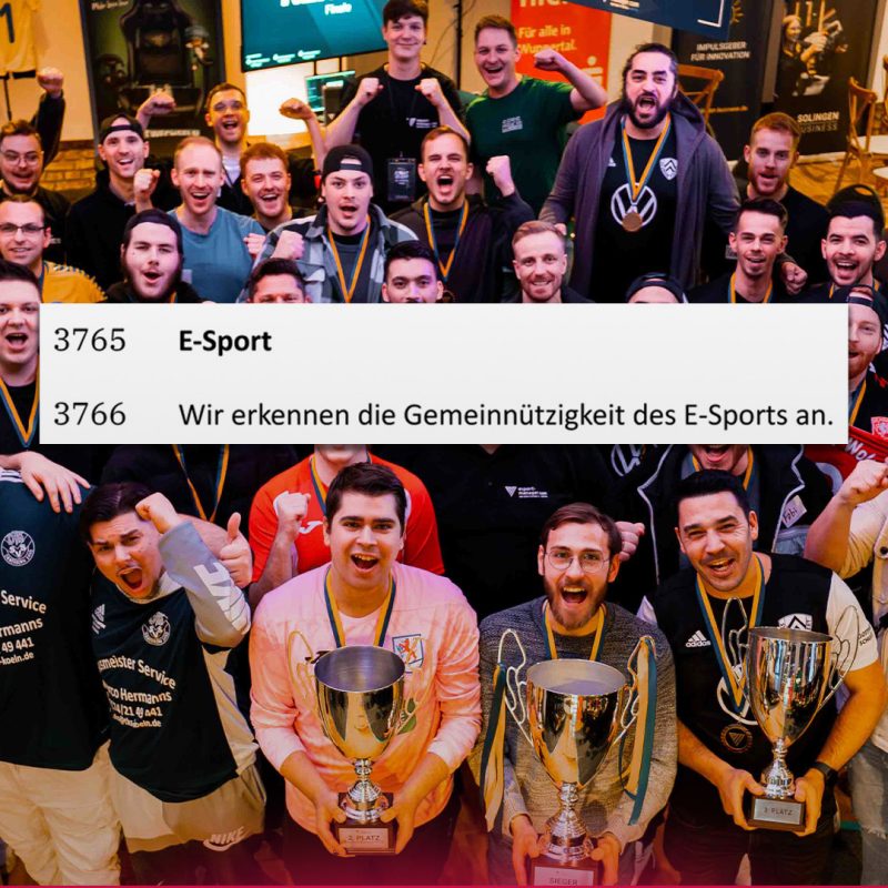 Breaking News: eSport wird gemeinnützig!